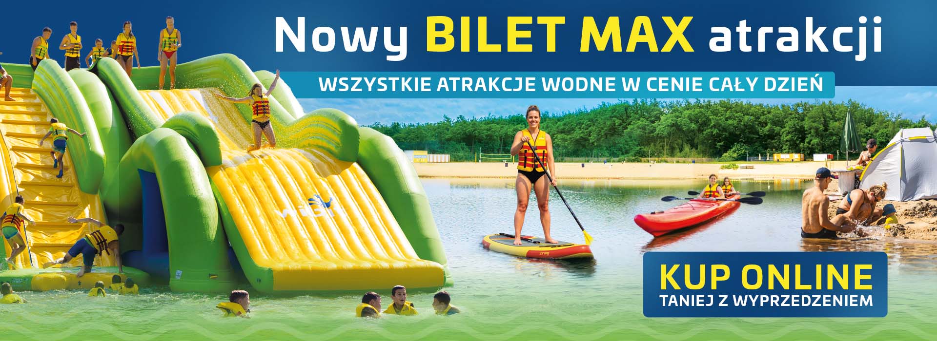 bilet-max-atrakcji-kopalnia-wroclaw-strefa-wakacji Nowy Bilet MAX Atrakcji – Kopalnia Wrocław Strefa Wakacji. Nielimitowane atrakcje wodne, dwa parki wodne, deski SUP i kajaki przez cały dzień.