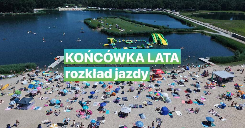 Słoneczna plaża i strefa rekreacyjna Kopalnia Wrocław w Paniowicach pod koniec wakacji